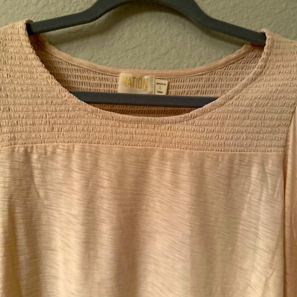 Nation LTD Abigail Festival Tee
Antique White
More light rose color in person.